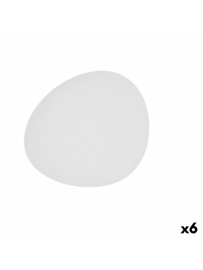Flat Plate Bidasoa Fosil White Ceramic Oval 28 x 24,8 x 2,5 cm (6 Units)