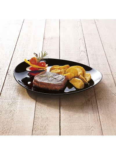 Plato Llano Luminarc Friends Time Negro Vidrio 30 x 26 cm Carne (12 Unidades)