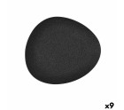 Plato Llano Bidasoa Fosil Negro Cerámica Ovalado 22,8 x 20,1 x 2,2 cm (9 Unidades)