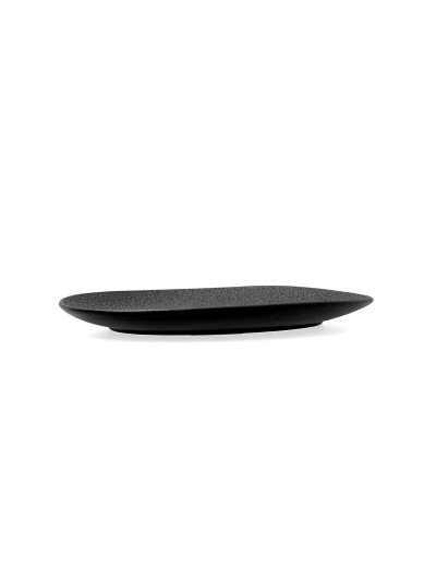 Plato Llano Bidasoa Fosil Negro Cerámica Ovalado 22,8 x 20,1 x 2,2 cm (9 Unidades)