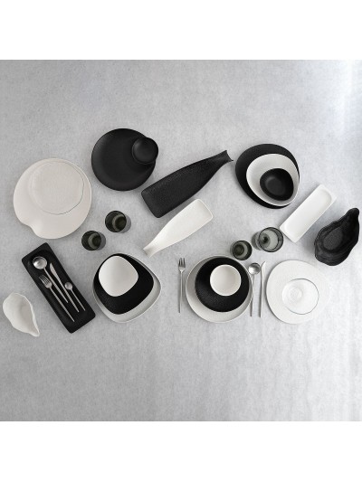 Assiette plate Bidasoa Fosil Noir Céramique Oblongue 22,8 x 20,1 x 2,2 cm (9 Unités)