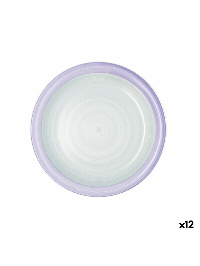 Plato Llano Quid Kaleido Verde Morado Cerámica 27 cm (12 Unidades)