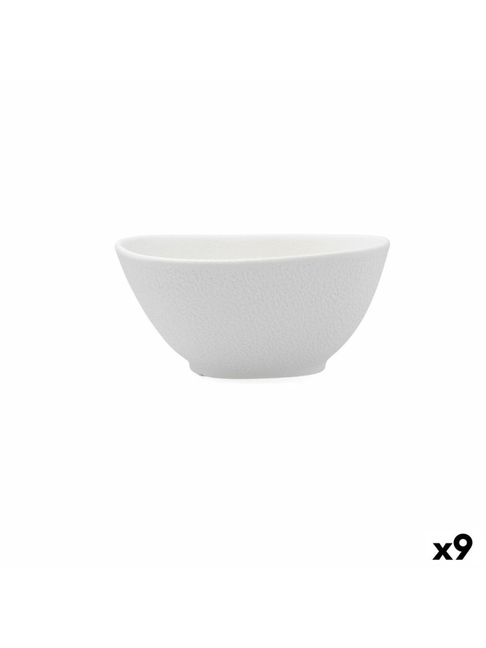 Bol Bidasoa Fosil Blanc Céramique 14 X 13,9 X 6,8 CM Carré (9 Unités)