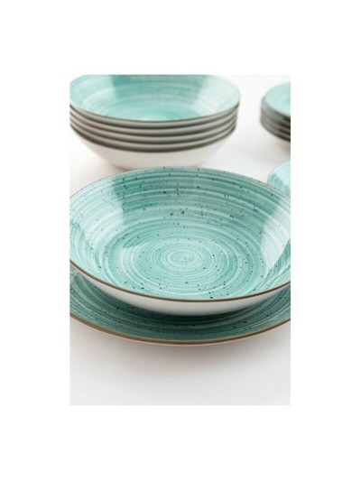 Dinnerware Set Quid Montreal Ceramic Turquoise Stoneware 18 Pieces