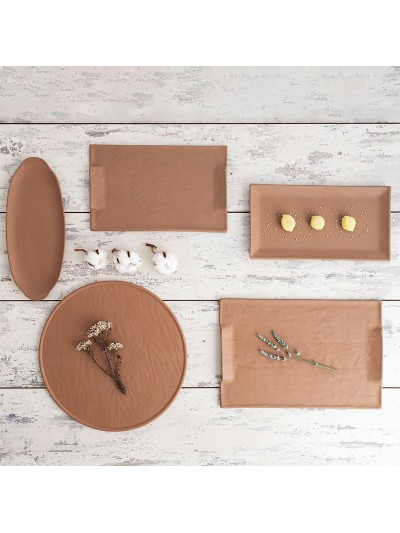 Bajo Plato Quid Mineral Terracota Cerámica 33 cm (6 Unidades)