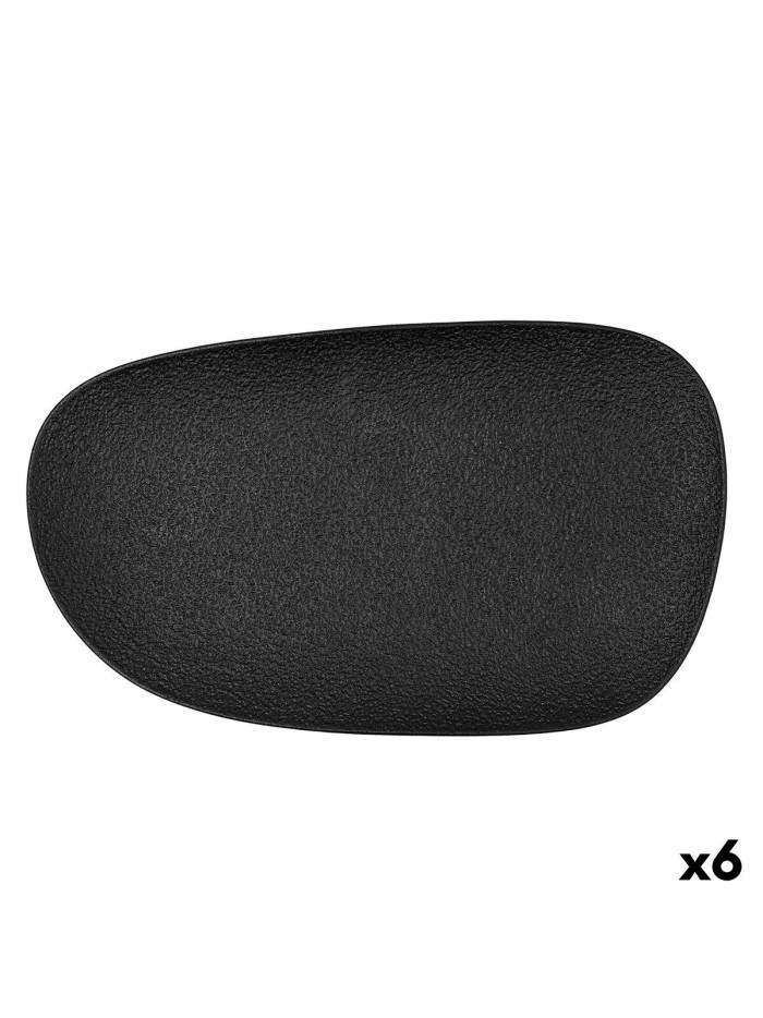 Bandeja de Aperitivos Bidasoa Fosil Negro Cerámica Alúmina 34 x 20,3 x 3 cm (6 Unidades)