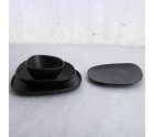 Bandeja de Aperitivos Bidasoa Fosil Negro Cerámica Alúmina 34 x 20,3 x 3 cm (6 Unidades)