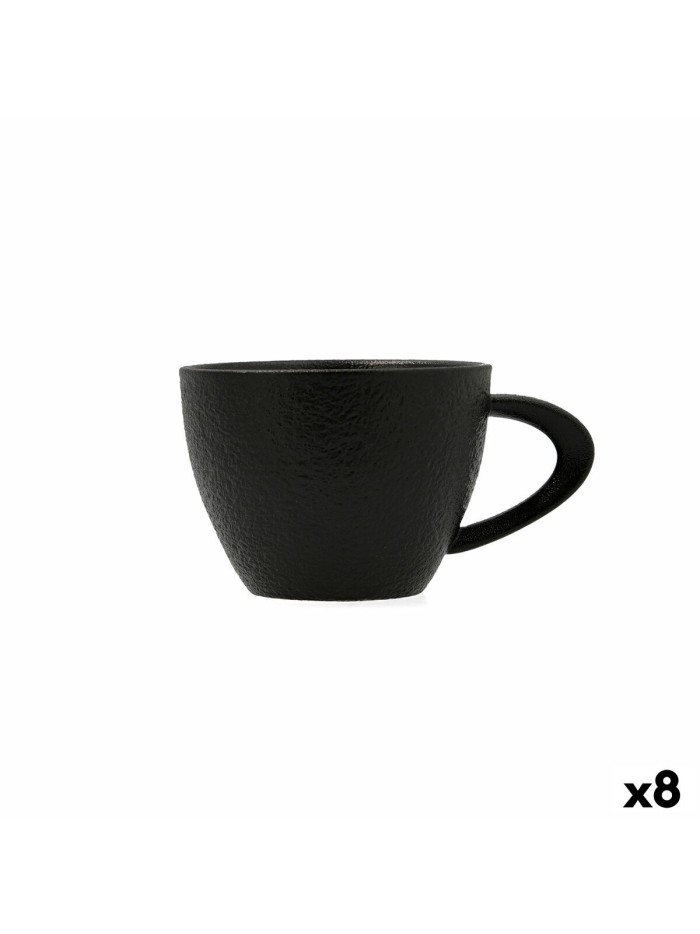 Taza Bidasoa Fosil Negro Cerámica Alúmina 220 ml (8 Unidades)