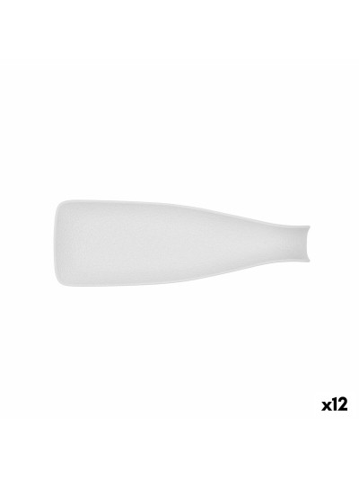 Bandeja de Aperitivos Bidasoa Fosil Blanco Cerámica Alúmina Botella 31 x 10,1 x 4 cm (12 Unidades)
