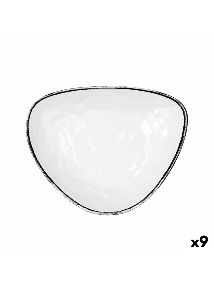 Assiette plate Quid Select Filo Blanc Noir Plastique Triangulaire 26 x 21 x 5,9 cm (9 Unités)