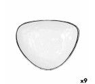 Assiette plate Quid Select Filo Blanc Noir Plastique Triangulaire 26 x 21 x 5,9 cm (9 Unités)
