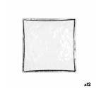 Assiette plate Quid Select Filo Blanc Noir Plastique Carré 19 x 19 x 4,5 cm (12 Unités)