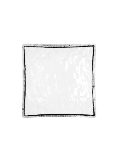 Assiette plate Quid Select Filo Blanc Noir Plastique Carré 19 x 19 x 4,5 cm (12 Unités)