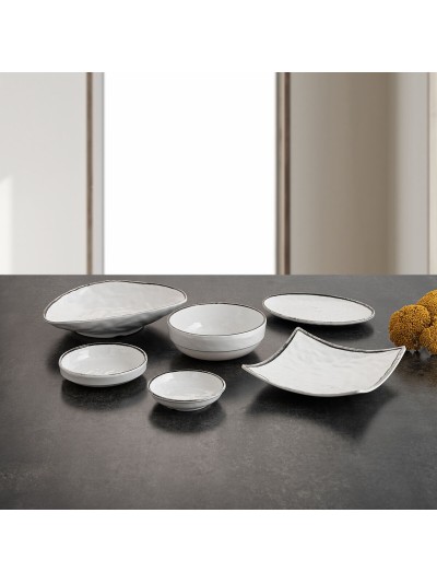 Plato Llano Quid Select Filo Blanco Negro Plástico Cuadrado 19 x 19 x 4,5 cm (12 Unidades)