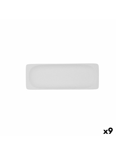 Bandeja de Aperitivos Bidasoa Fosil Blanco Cerámica Alúmina 25,6 x 9,1 x 2,3 cm (9 Unidades)