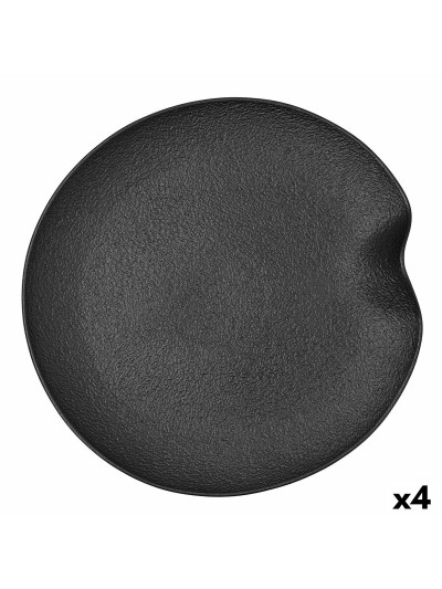 Bandeja de Aperitivos Bidasoa Fosil Negro Cerámica Alúmina 31,4 x 31,2 x 4 cm (4 Unidades)