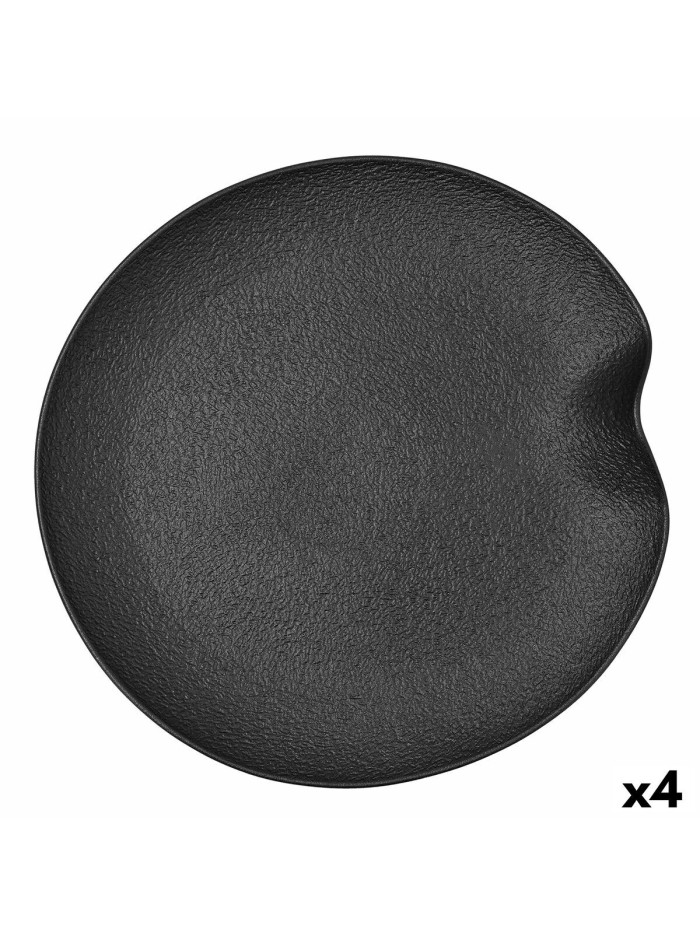 Bandeja de Aperitivos Bidasoa Fosil Negro Cerámica Alúmina 31,4 x 31,2 x 4 cm (4 Unidades)