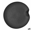 Bandeja de Aperitivos Bidasoa Fosil Negro Cerámica Alúmina 31,4 x 31,2 x 4 cm (4 Unidades)