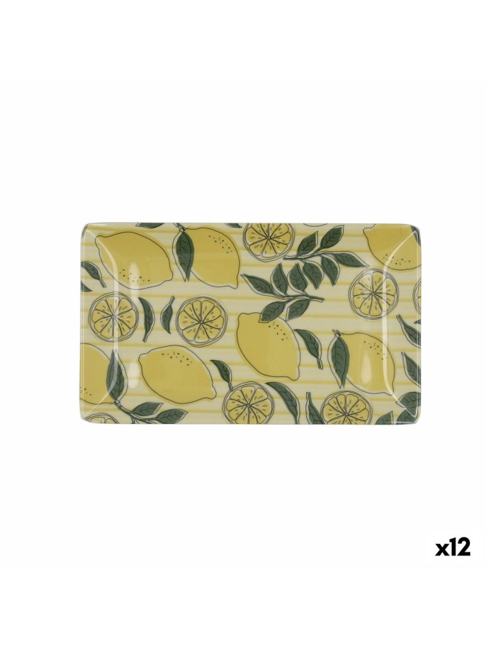 Bandeja de Aperitivos Quid Sicilia Multicolor Bioplástico Limón 25 x 15 x 2 cm (12 Unidades)