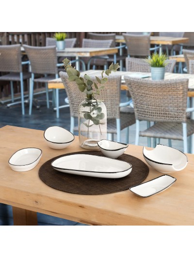 Plateau apéritif Ariane Vital Filo Blanc Noir Céramique Alumine 17,3 x 2,6 x 10 cm (8 Unités)