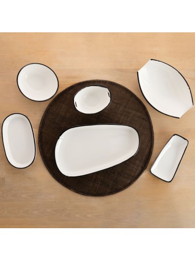 Bandeja de Aperitivos Ariane Vital Filo Blanco Negro Cerámica Alúmina 17,3 x 2,6 x 10 cm (8 Unidades)