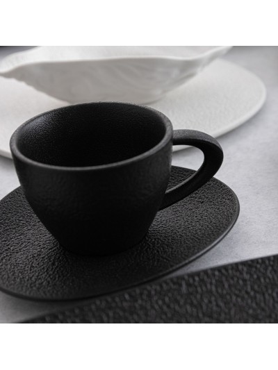 Plato Bidasoa Fosil Negro Cerámica Alúmina 13,3 x 11,6 x 1,7 cm Café (12 Unidades)