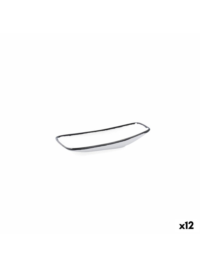 Bandeja de Aperitivos Ariane Vital Filo Blanco Negro Cerámica Alúmina 15 x 8,5 x 8,5 cm (12 Unidades)