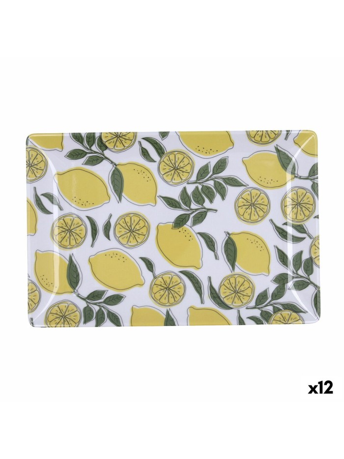 Bandeja de Aperitivos Quid Sicilia Multicolor Bioplástico Limón 30 x 20 x 2 cm (12 Unidades)