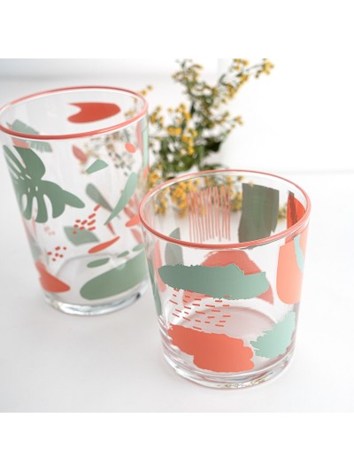 Vaso Quid Kaleido Multicolor Vidrio Hojas 510 ml (6 Unidades)