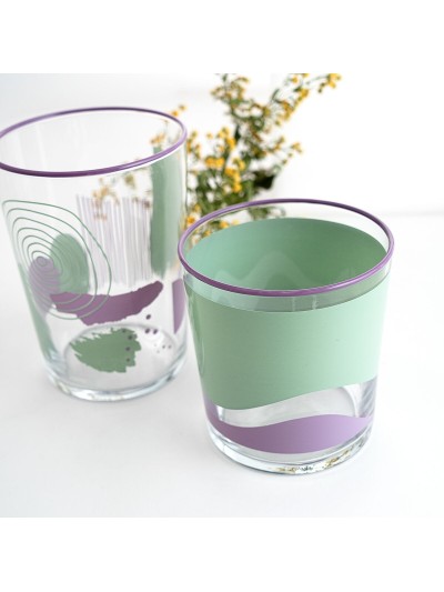 Vaso Quid Kaleido Multicolor Vidrio Abstracto 380 ml (6 Unidades)