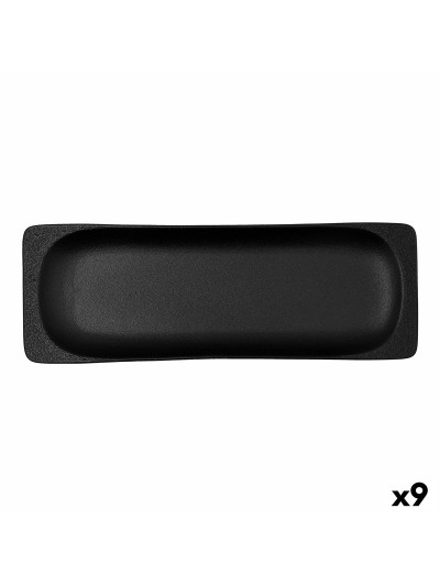 Bandeja de Aperitivos Bidasoa Fosil Negro Cerámica Alúmina 36 x 12,7 x 2,9 cm (9 Unidades)