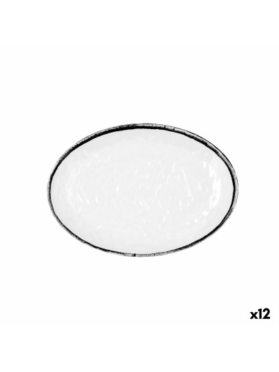 Plato Llano Quid Select Filo Blanco Negro Plástico 21,3 x 15 cm (12 Unidades)