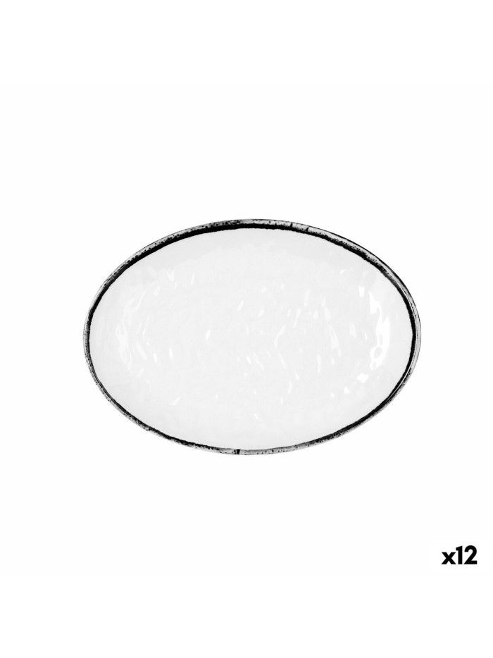 Assiette plate Quid Select Filo Blanc Noir Plastique 21,3 x 15 cm (12 Unités)