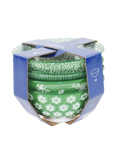 Set de Cuencos Home ESPRIT Marrón Beige Porcelana Flores Shabby Chic 15 x 15 x 7 cm