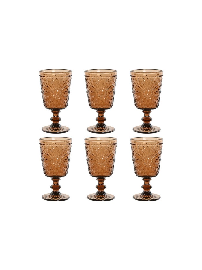 Set of cups Home ESPRIT Crystal 8,5 x 8,5 x 16,3 cm (6 Units)