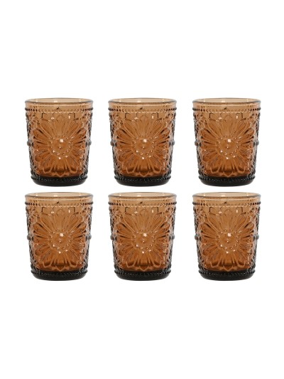 Set de Vasos Home ESPRIT Ambar Cristal (6 Unidades)