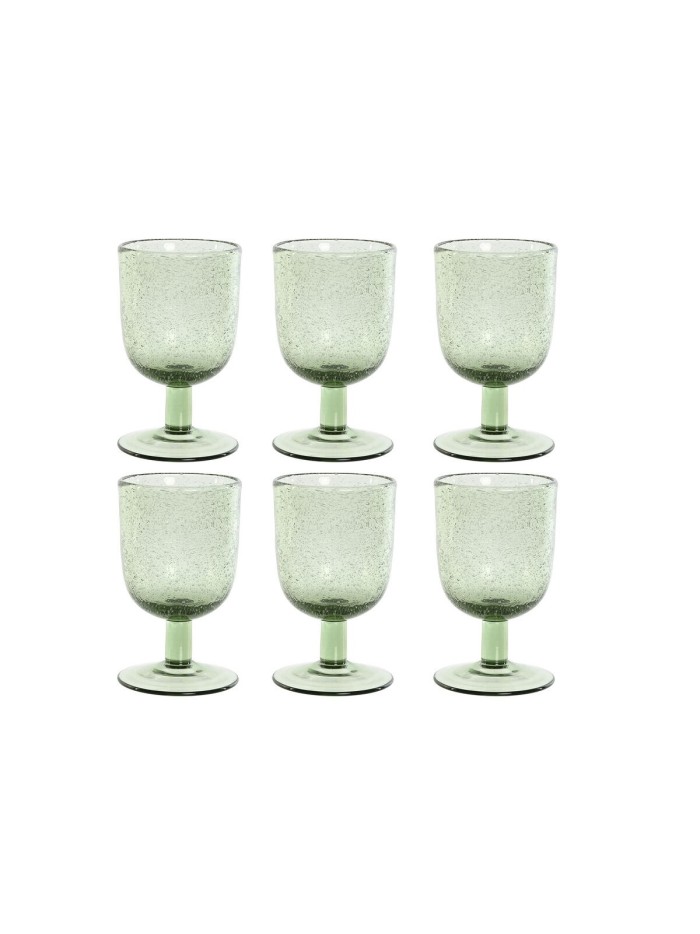 Set de Copas Home ESPRIT Verde Cristal 300 ml 8 x 8 x 14 cm (6 Unidades)
