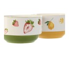 Cuenco Home ESPRIT Amarillo Rojo Verde Porcelana Moderno 600 ml 15,3 X 15,3 X 9 cm (2 Unidades)
