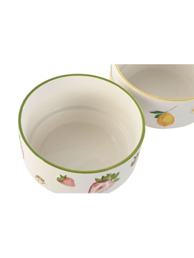 Cuenco Home ESPRIT Amarillo Rojo Verde Porcelana Moderno 600 ml 15,3 X 15,3 X 9 cm (2 Unidades)