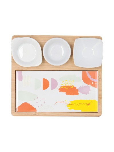 Set para servir Quid Kaleido Multicolor Madera 23 x 19,5 x 3,5 cm 5 Piezas