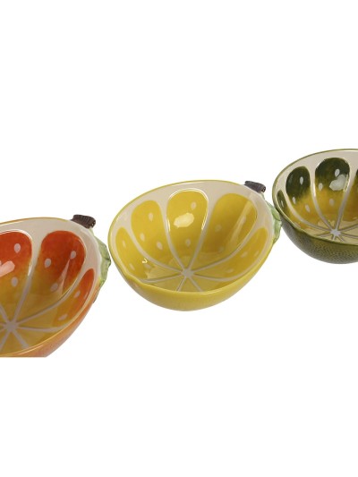 Bol pour Apéritifs Home ESPRIT Jaune Vert Grès Citron 23,5 x 17 x 7,5 cm (3 Unités)