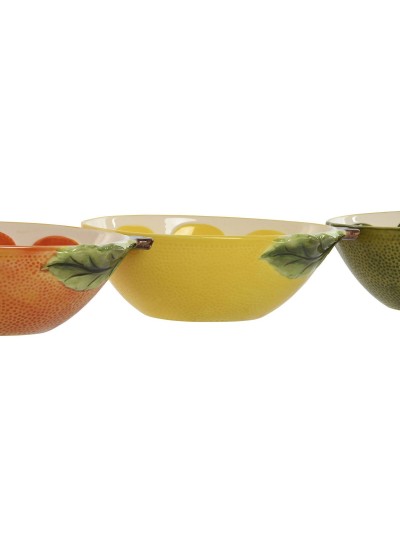 Bol para Aperitivos Home ESPRIT Amarillo Verde Gres Limón 23,5 x 17 x 7,5 cm (3 Unidades)