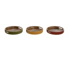 Bandeja Home ESPRIT Amarillo Verde Coral Madera de mango 30 x 30 x 5 cm (3 Unidades)