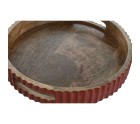 Bandeja Home ESPRIT Amarillo Verde Coral Madera de mango 30 x 30 x 5 cm (3 Unidades)