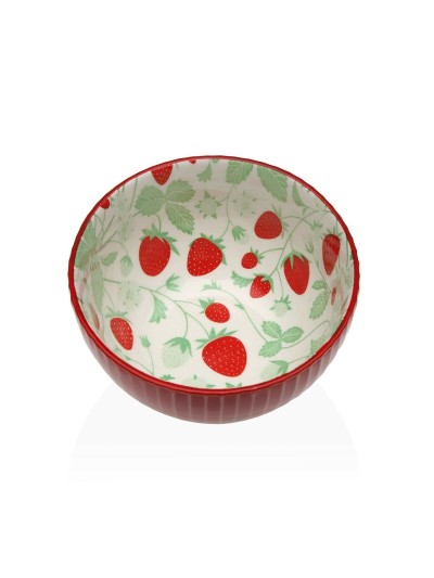 Bol para Aperitivos Versa Cerámica Porcelana Fresas 12,5 x 7,2 x 12,5 cm