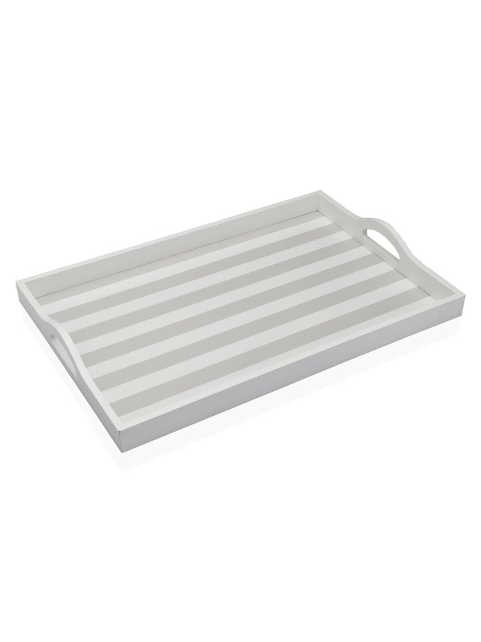 Tray Versa Grey MDF Wood 30 x 5 x 45 cm Stripes