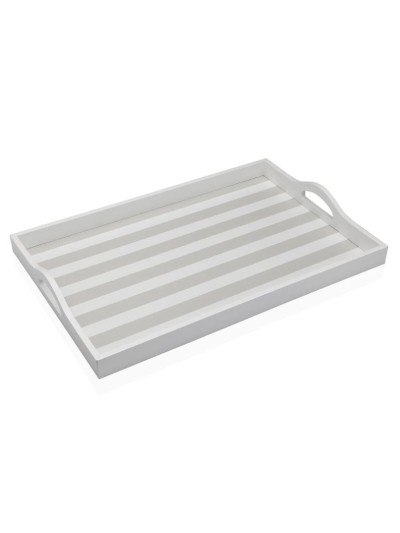 Tray Versa Grey MDF Wood 30 x 5 x 45 cm Stripes