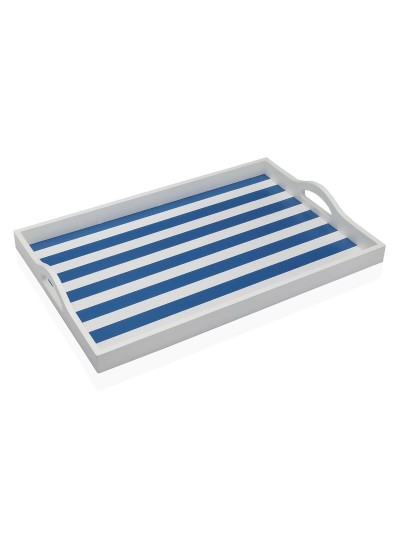 Bandeja Versa Azul Madera MDF 30 x 5 x 45 cm Rayas