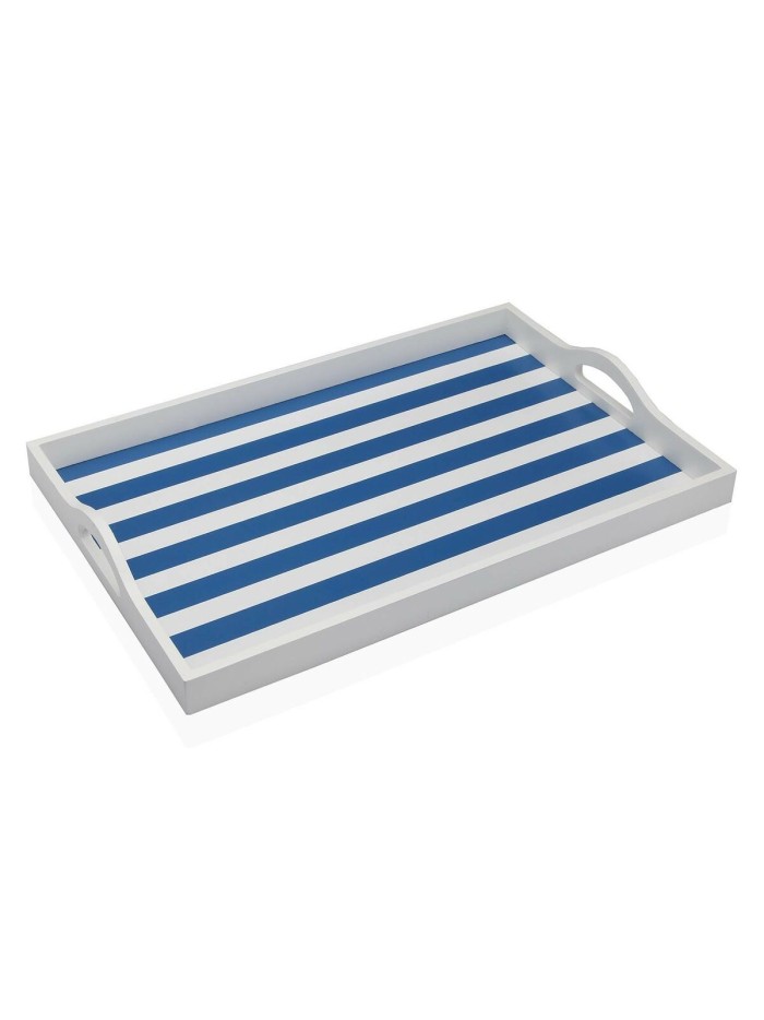 Plateau Versa Bleu Bois MDF 30 x 5 x 45 cm Rayures