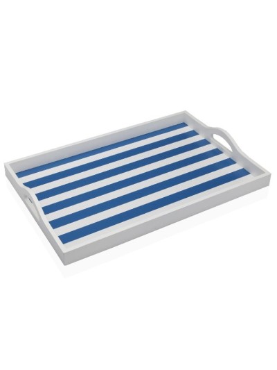 Plateau Versa Bleu Bois MDF 30 x 5 x 45 cm Rayures